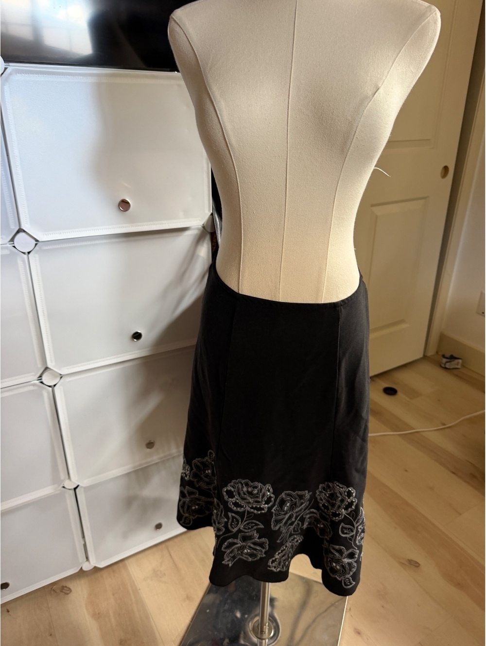 Heart Soul Black Skirt with Embroidered Floral Detail